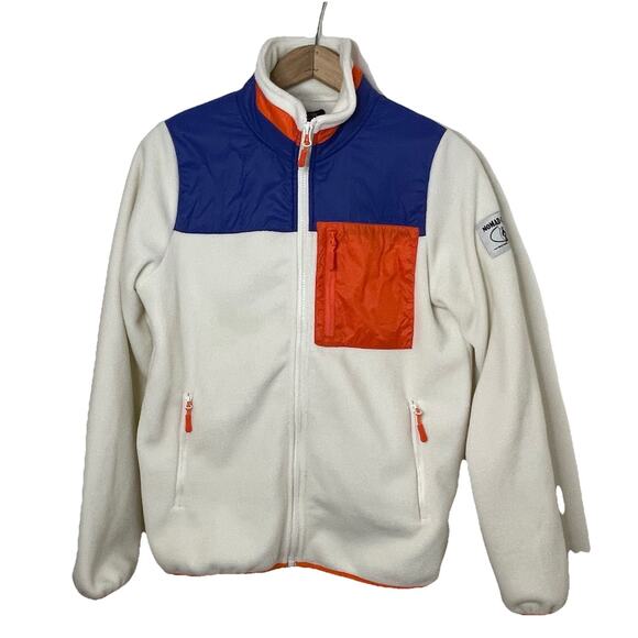 Monoprix Sport Synchilla White/Orange/Blue Skiing Winter Preppy France Women Sm - Picture 1 of 13